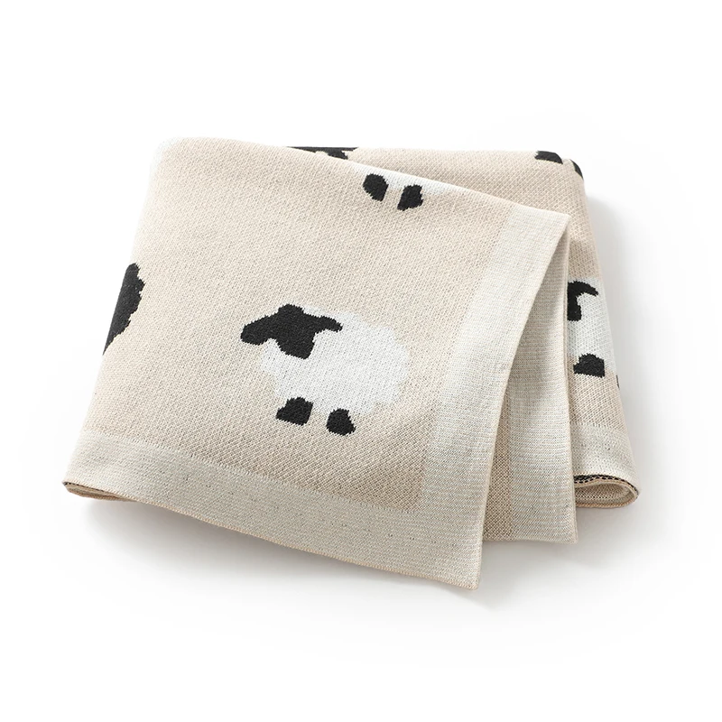 Couvertures en coton pour bébé, pour nouveau-né, garçon et fille, enveloppe d'emmaillotage mensuelle pour pépinière, Plaid, 90x70cm, tapis de réception tricoté pour tout-petits