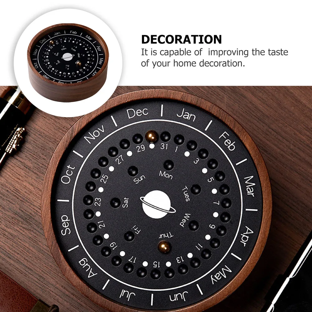 

Wooden Planetary Ornaments Desk Calendar Home Decor Products Sundial Shaped Perpetual Creative Crafts Material Safe
