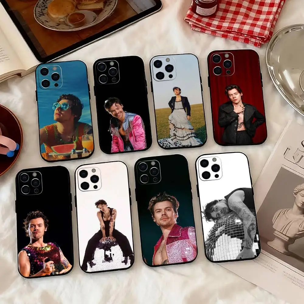 Singer H-Harry Styles Phone Case For iPhone 17,16,15,14,13,12,11 Plus,Pro Max,XS,Soft Silicone Black Cover