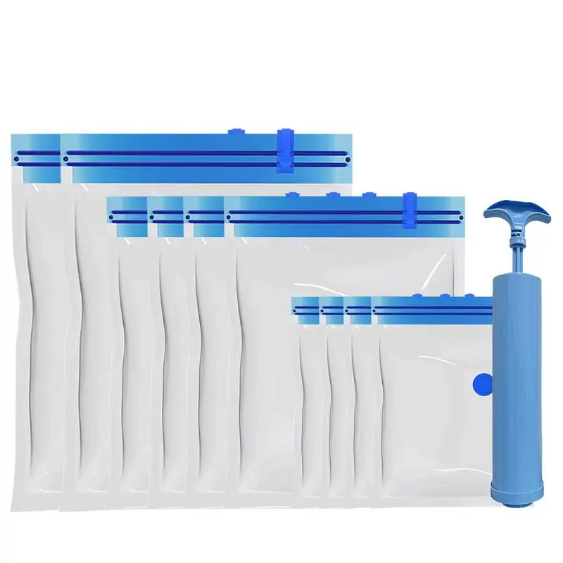 

Moisture Proof Vacuum Bag Transparent Folding Compressed Storage Organizer Hand Electric Pump Vacuum Bag Package For Traveling