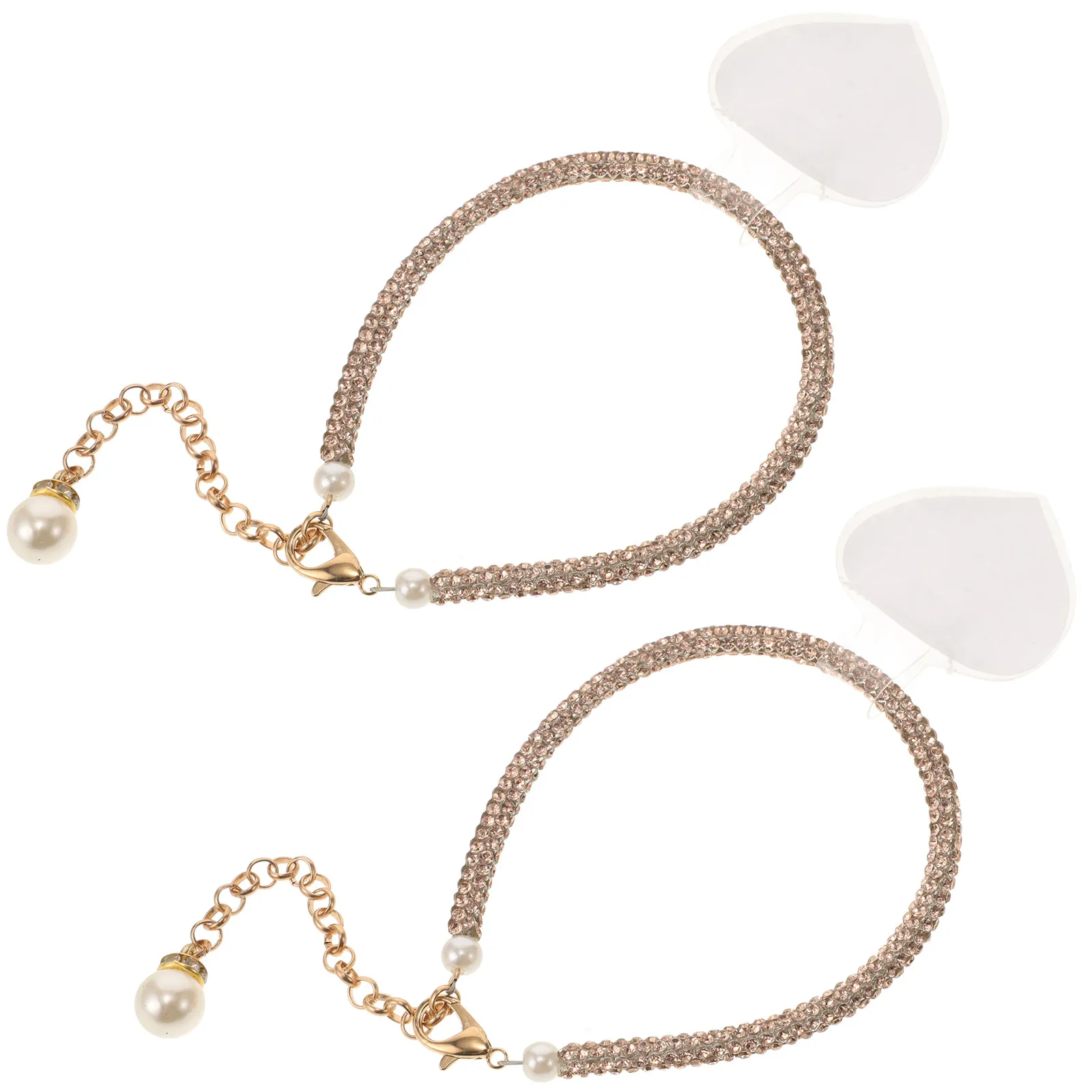Detachable Pearl Anklet Chain for High Heels Elegant Rhinestone Decor Nonslip Foot Jewelry Women Boho Shoe Strap Comfort Fit