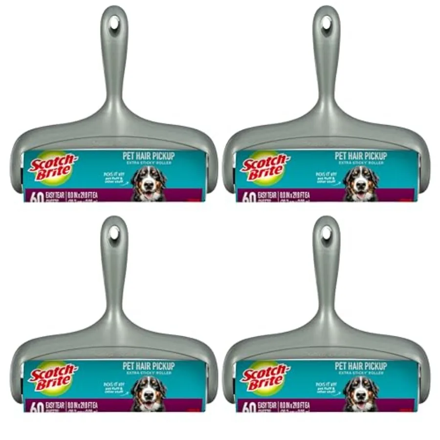 

Ролик для сбора шерсти животных с ручкой, особо клейкий, для больших поверхностей, в 4 упаковках по 240 листов (8 дюймов x 29,8 футов), 240 легко отрывающихся листов
