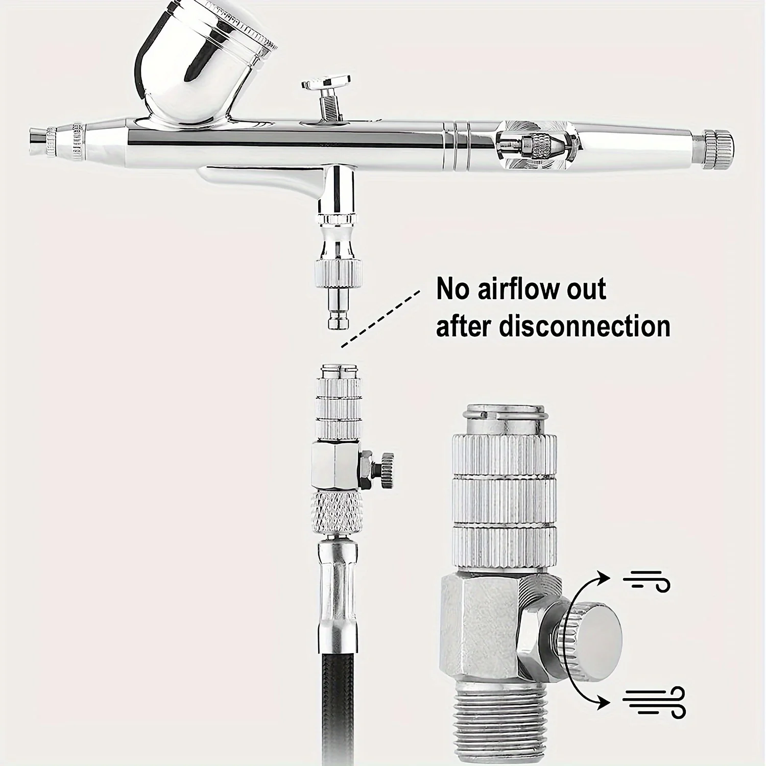 Airbrush-Schnellkupplung, Entkopplungsstück & Regleradapter mit 4 Anschlüssen, einfache Installation & schnelle Demontage – Detail 4