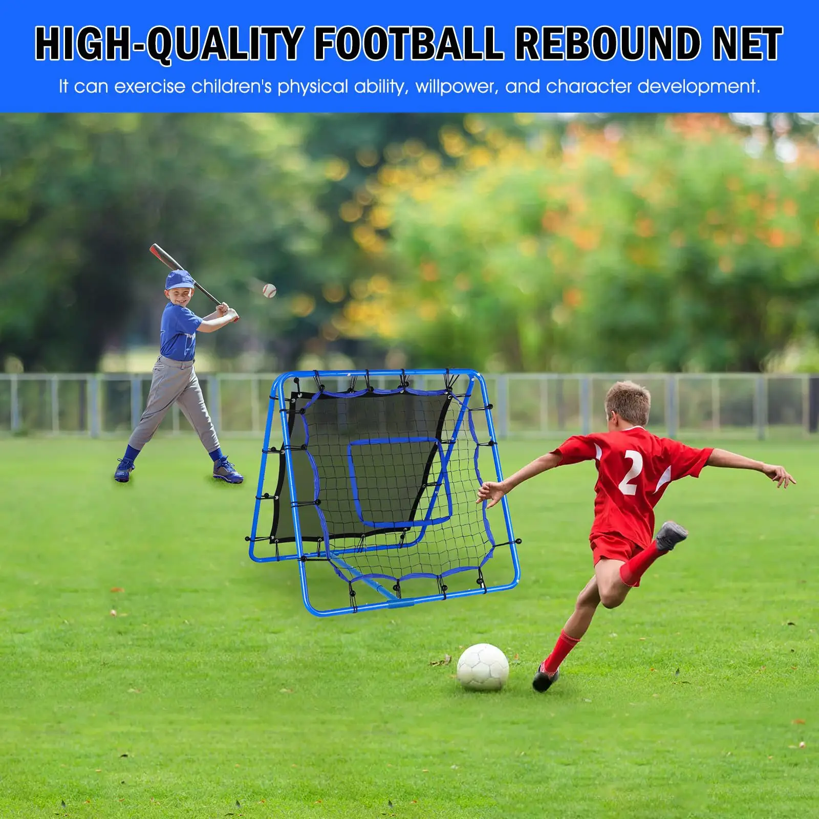 1 Attrezzatura da allenamento per rete da rimbalzo per calcio con angolo di commutazione rapida per calcio, pallavolo, baseball, lacrosse, softball, controllo 2025