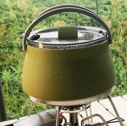 Silicone Folding Kettle Portable Coffee Tea Cooker Collapsible Mini Boiling Pot Outdoor Camping Travel Hiking Boiling Water Pot
