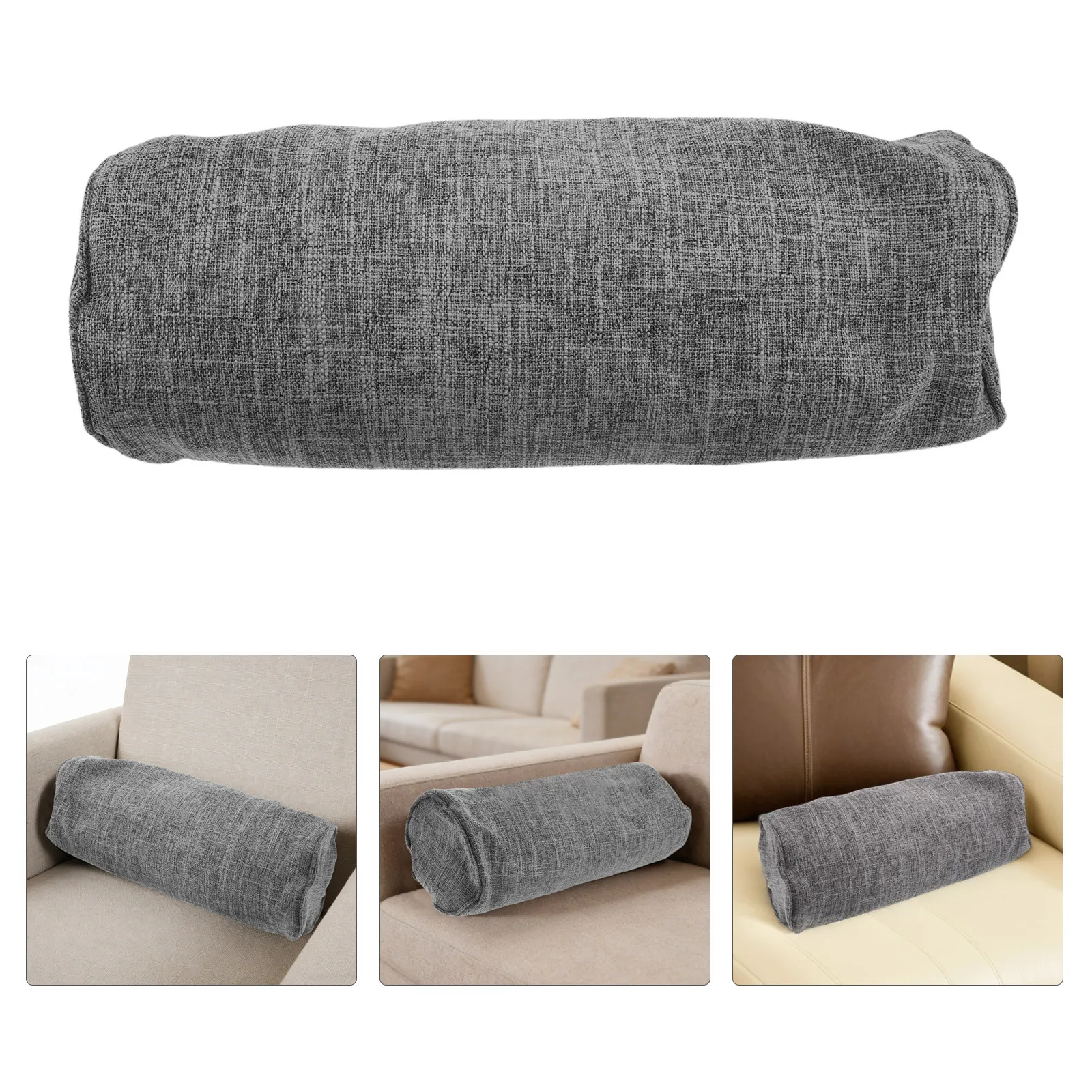 

Cylindrical Lumbar Pillowcase Round Pillow Cover Soft Breathable Neck Roll Pillowcase 15.7x5.9 Inch Grey Home Bed Sofa Use