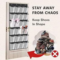 12/14/24 Pockets Over the Door Shoe Organizer Large Mesh Pockets With 4 Hooks Mesh Fabric Shoe Rack Storage Bag For Bedroom - Image 4