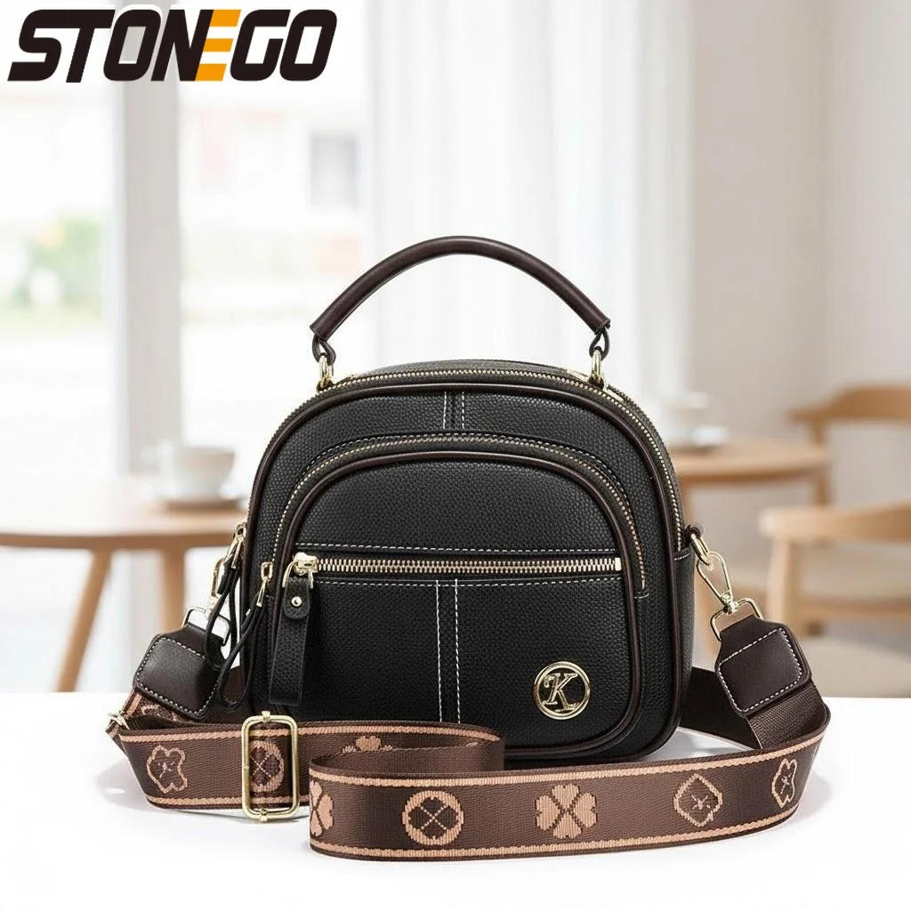 PU Leather Crossbody Bag for Women Multi Layer Compact Shoulder Handbag Casual Wallet Purse
