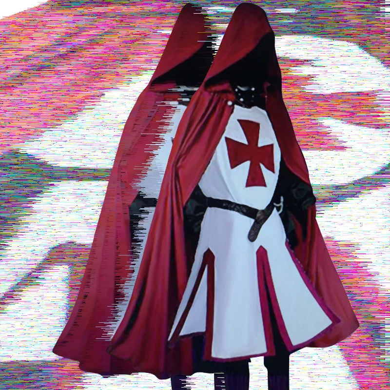 Halloween Costume Templar Knight Outfit Medieval Corset Slit Patchwork Men's Top Stage Performance Costume - view 5