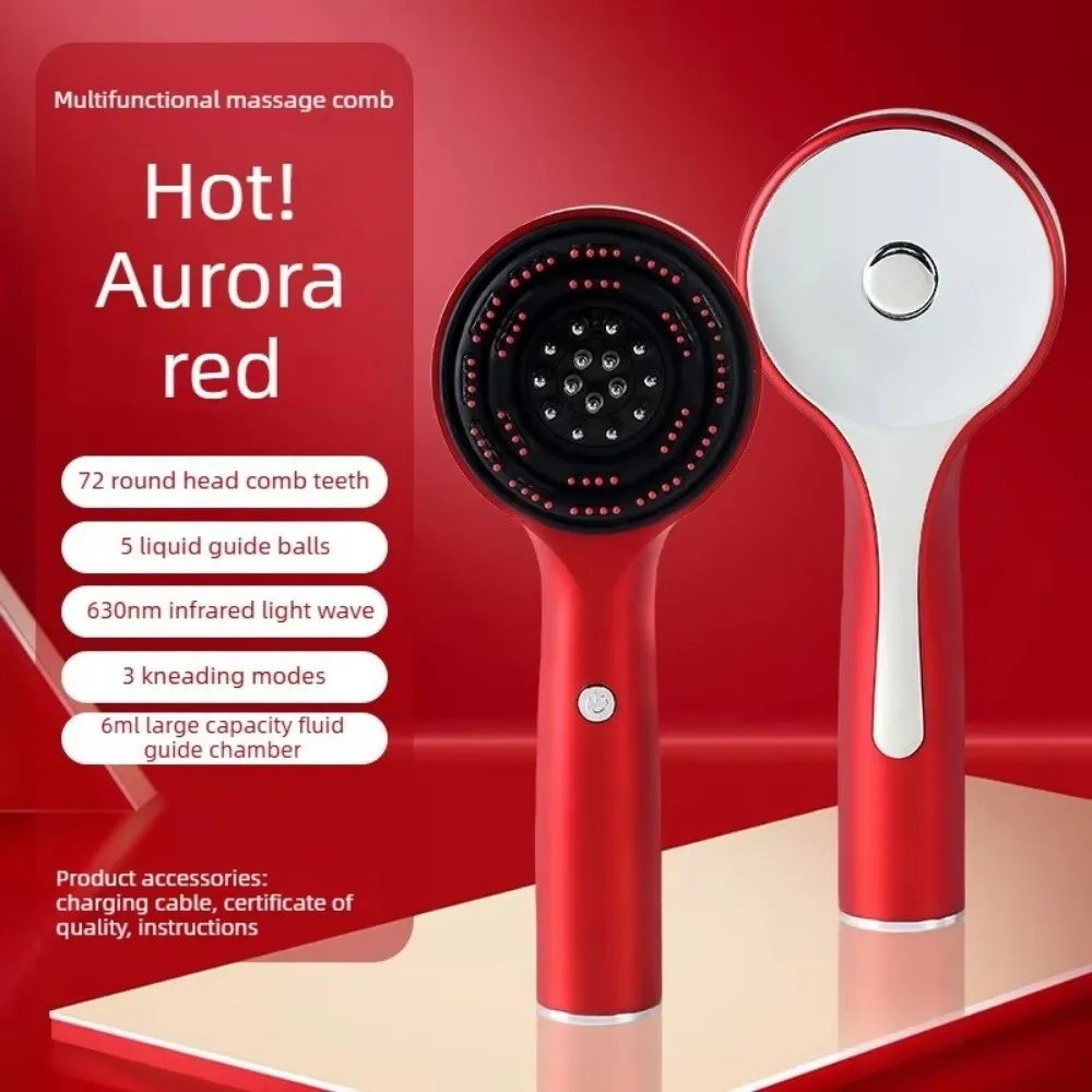 Red Light Liquid Guiding Massage Comb 630nm Infrared Light Anti-Frizz Large Tank Scalp Massage Comb Anti-Static