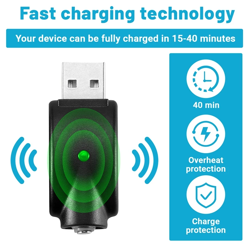 

2 шт. USB-кабели, портативные USB-устройства для вейпинга, со светодиодным индикатором, интеллектуальная защита от перезаряда