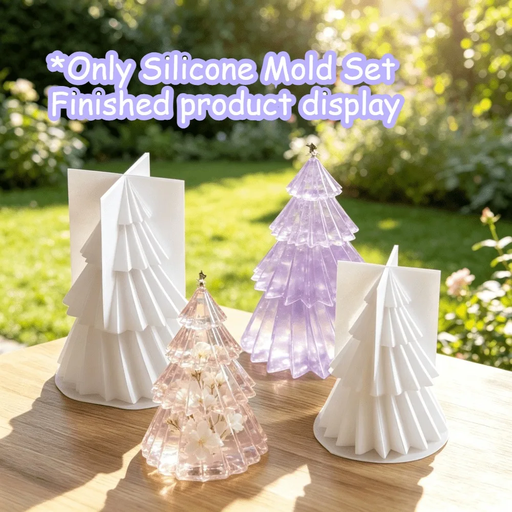 3D Pine Tree Shape Silicone Mould Set, DIY Craft Mold for Resin, Plaster, Candle Projects, Create Beautiful Tabletop Home Decorations, Great Handmade Gifts for Halloween, Christmas, Thanksgiving, Fun DIY Toy for Children Hand‑made Activities