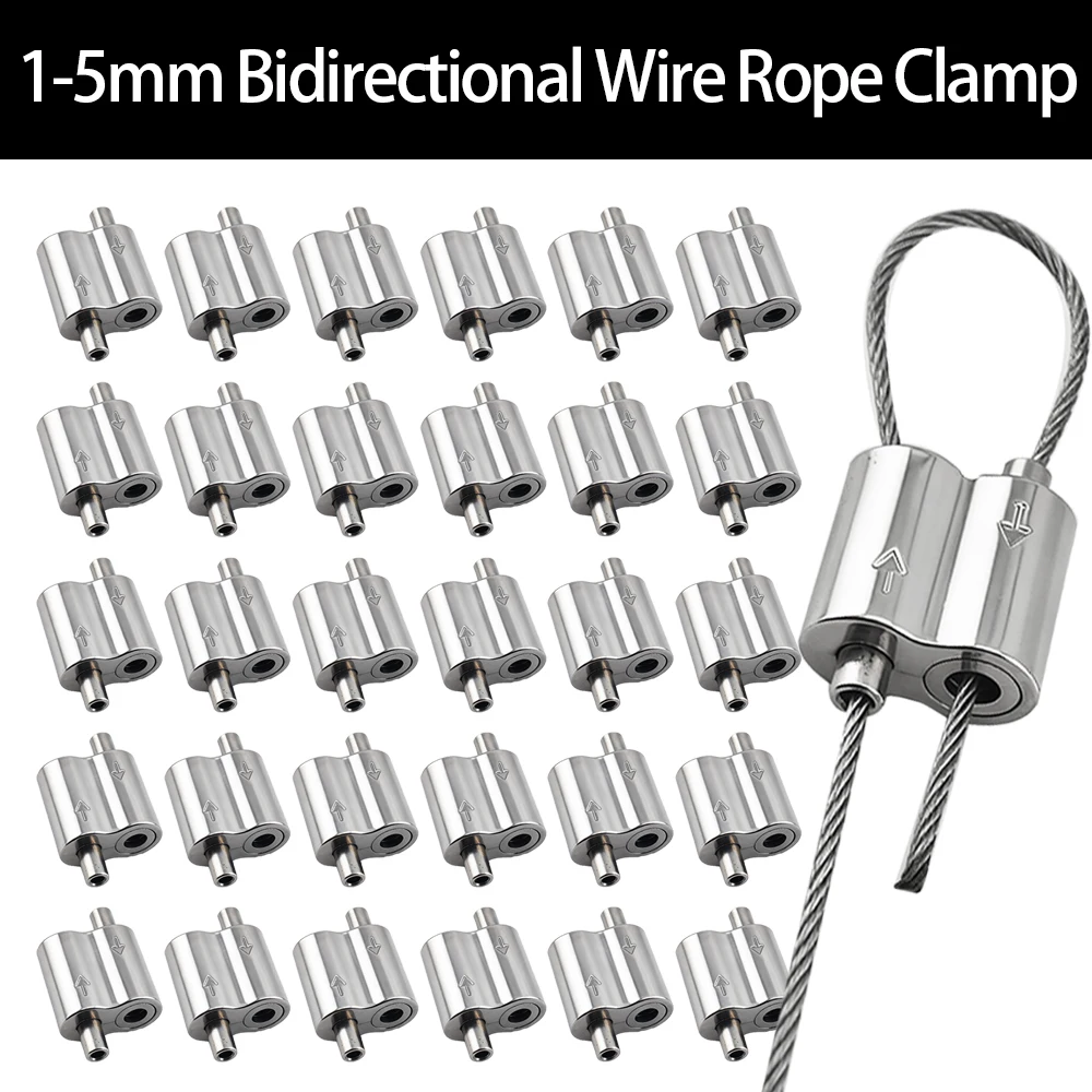 2/10PCS Adjustable Bidirectional Steel Wire Rope Clamp Cable Clip for Lifting Appliance Suspension Hardware Accessories