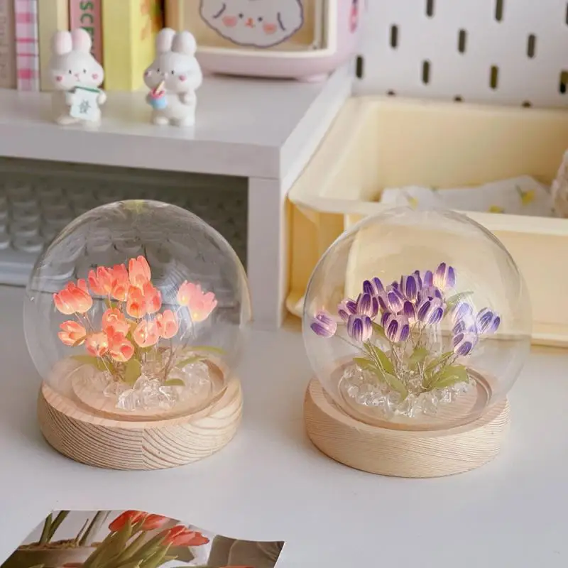Artificial Tulip Flower LED Night Light Ornamentos, Handmade Bedside Lamp, Decoração do quarto, Presentes de aniversário, 10 Pcs, 5 Pcs, 3 Pcs, 1Pc
