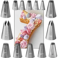 Tamanho grande aberto estrela creme pastelaria ponta russo rosa flor confeiteiro piping bocais biscoito cupcake decoração bolo bocais 1m 4b 9ft