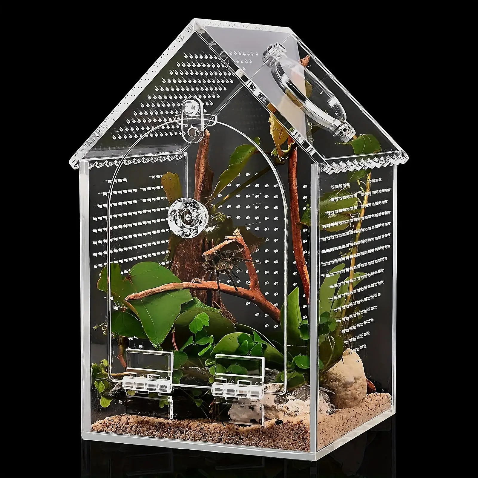Transparent Acrylic Habitat Cage Spider Enclosure Breeding Box with Humidity Control for Reptiles Room