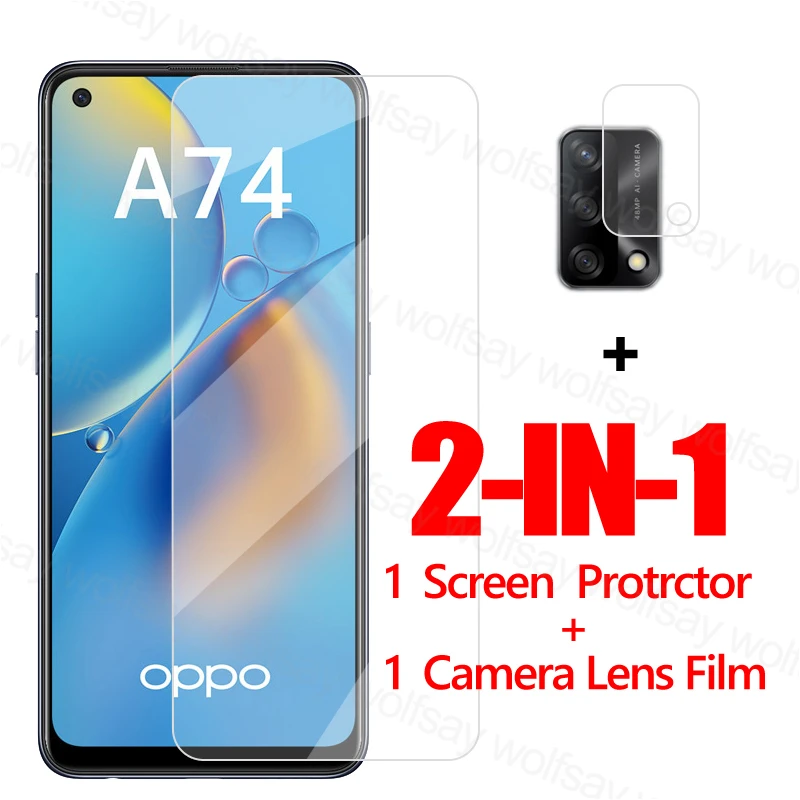 2.5D Screen Protector For OPPO A74 Clear Glass For OPPO A74 Tempered Glass Protective Phone Film For OPPO A74 Camera lens Film