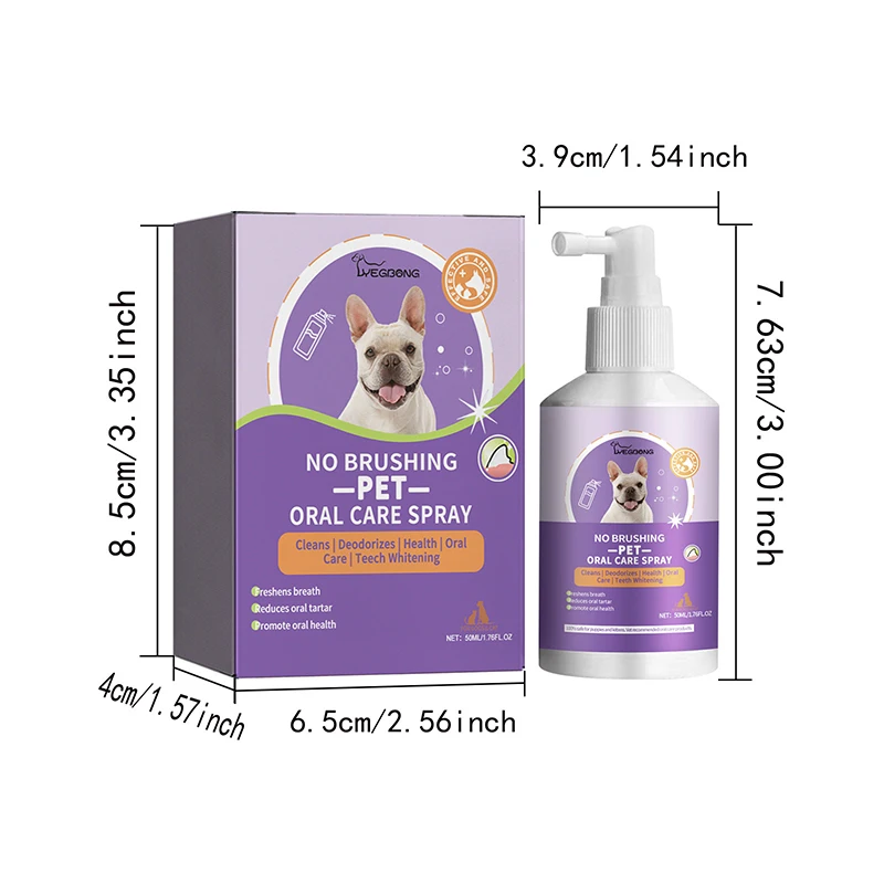 50ml Pet Oral Cleanse Spray Dogs Cats Teeth Clean Deodorant Prevent Calculus Remove Kitten Bad Breath Pet Supplies