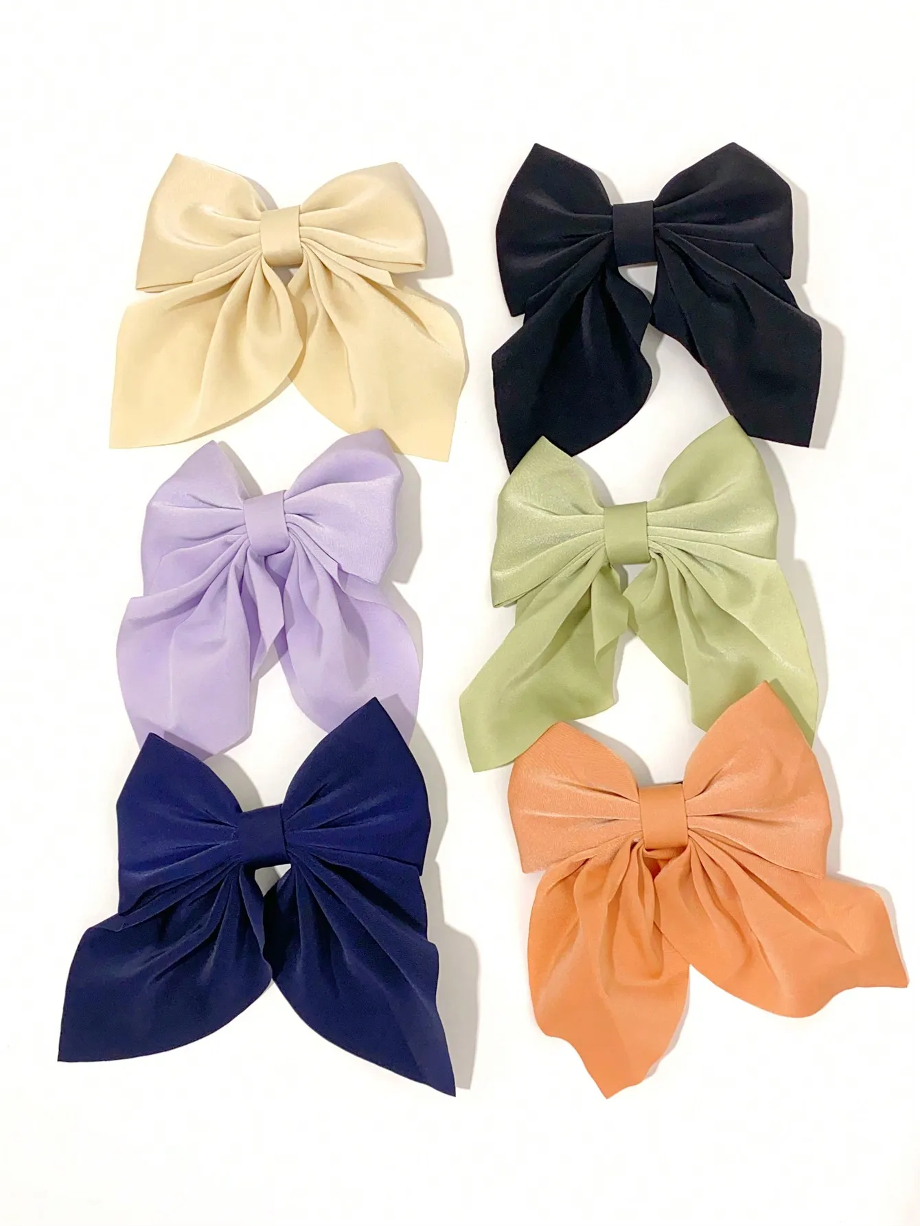 6 Spring clips Women\'s back hair clip headdress Solid color bow Duck bill Clip Hair clip women\'s hair clip