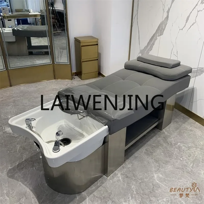 

Hair Salon Shampoo Chair for Hair Salon Thai Flat Lying Ceramic Basin Steaming Bed with Water Circulation