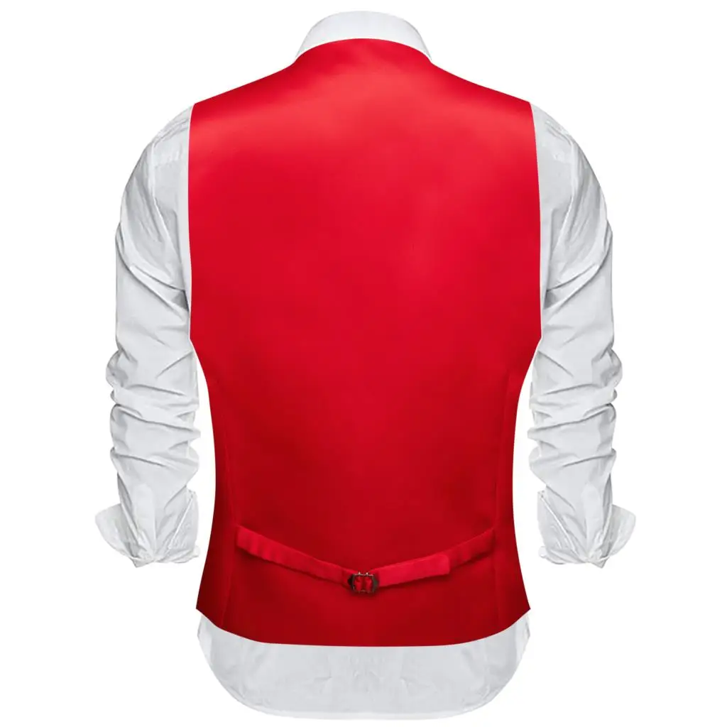 Chaleco de satén de seda sólida para hombre, chaqueta Formal sin mangas, color rojo liso, Tops informales para boda y negocios, de diseñador, Barry