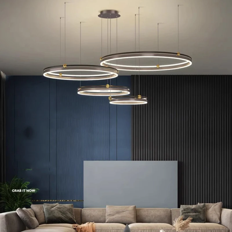 Plafonnier LED suspendu au design moderne, éclairage d'intérieur, luminaire décoratif de plafond, idéal pour un salon ou une salle à manger