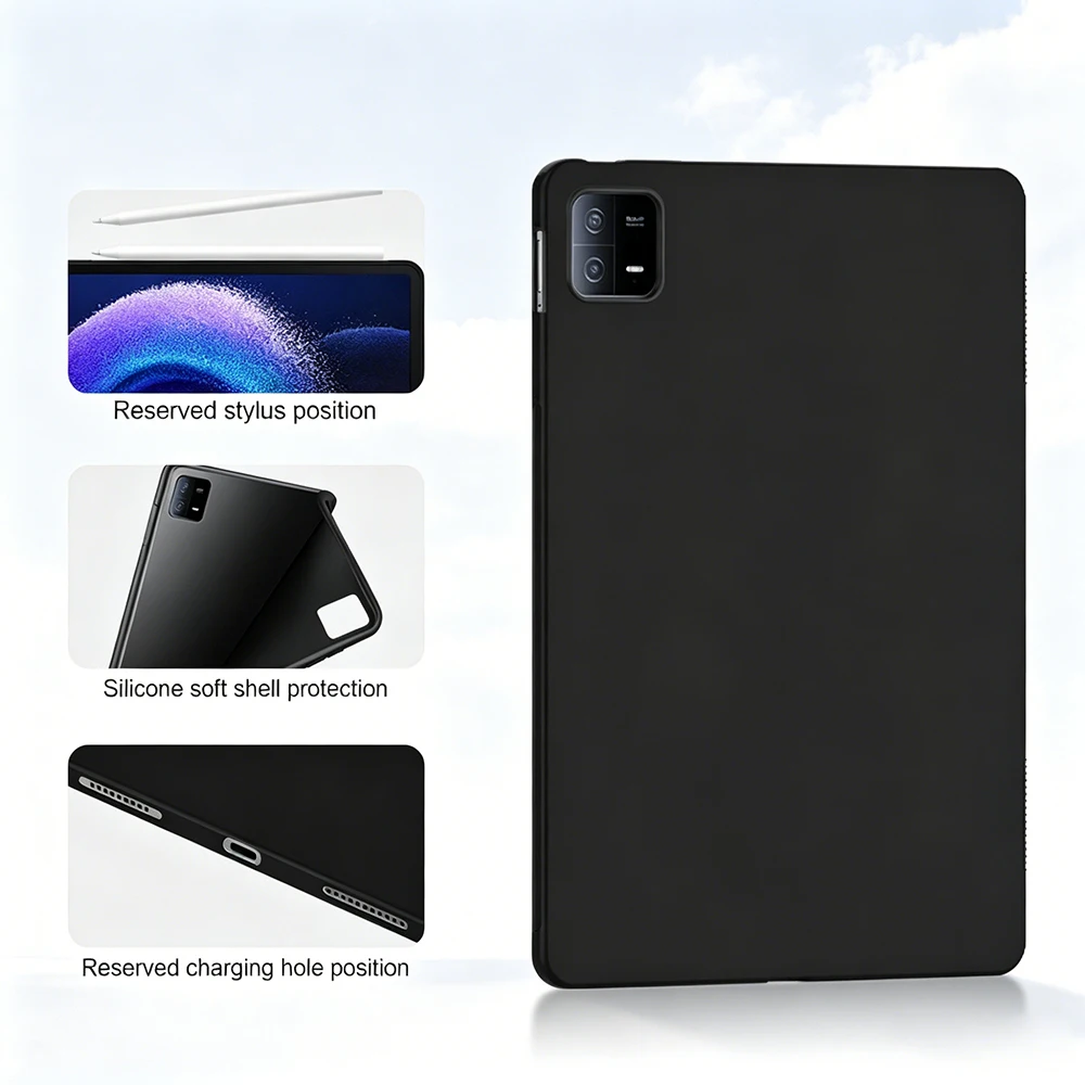 Tzion Case for Xiaomi Pad 6 6s Pro Max 11 12.4 14 inch 2023 2024 Shockproof Ultra Thin Soft TPU Black Shell
