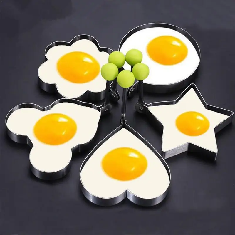 Stainless Steel 5 Style Fried Egg Pancake Shaper Omelette Mold Mould Frying Egg Cooking Tools Kitchen Accessories Gadget Rings