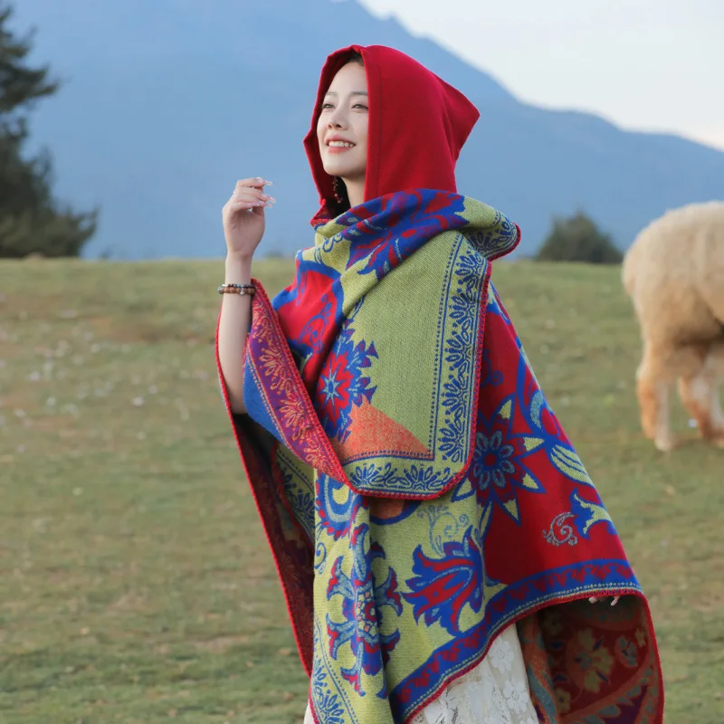 

Шляпа, шаль для путешествий, ветрозащитный теплый плащ, домашний теплый шарф, новый домашний шарф, шаль