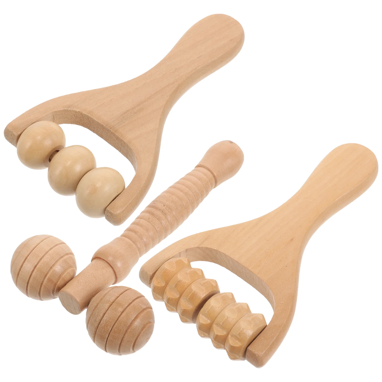 3 Pcs Massage Roller Reusable Shoulder Massager Meatloaf Neck Professionals Acupoint Wood Household