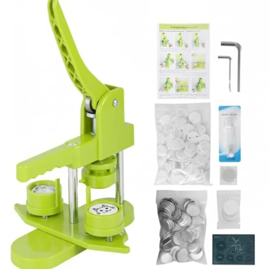 

25mm 1-Inch Button Maker Machine Kit with 200Pcs Supplies Manual Press for DIY Pin Badges Ideal Gift and Craft Projects