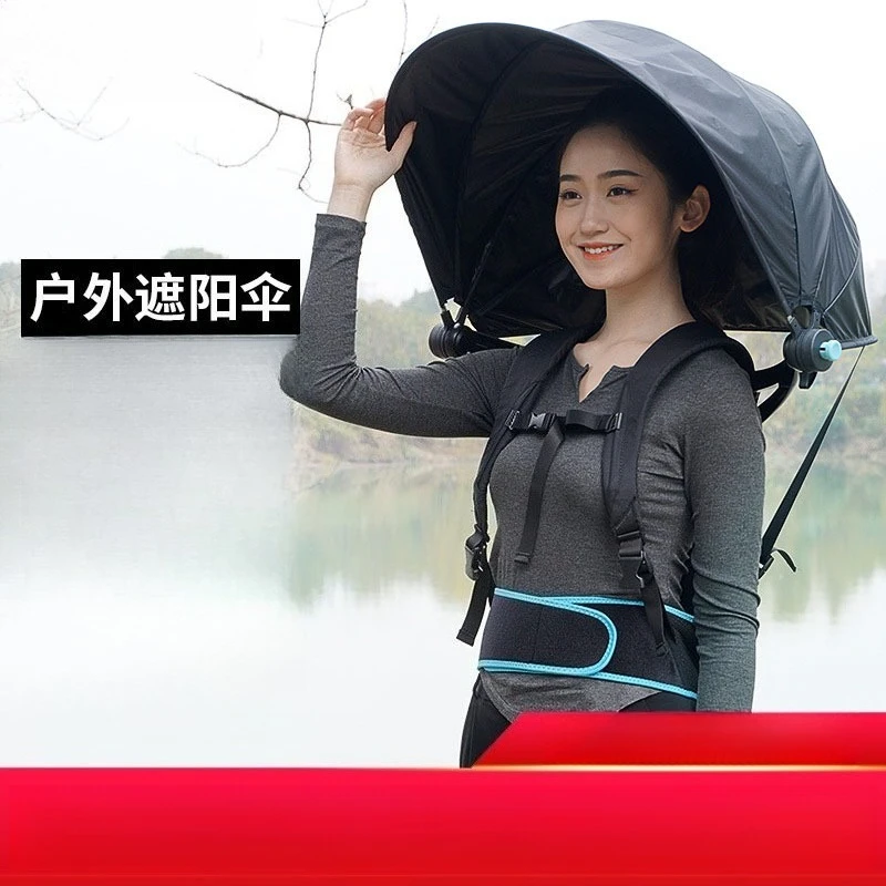 Backpack Umbrella Folding Dual‑Use Sun Rain Shade Portable Hands‑Free Parasol For Picking Hiking Fishing Cycling Outdoor Work