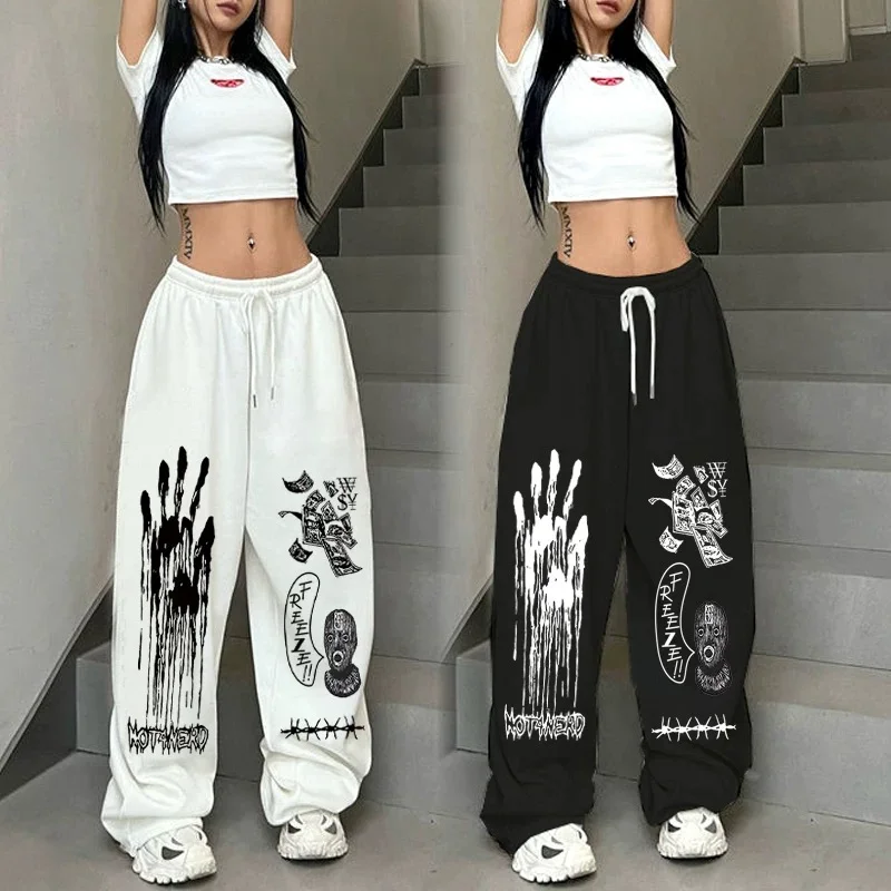 

Loose Fit Spor Sweatpants for Men And Women Casual American Sle Wide Leg Pants High Waist Polyester Fiber Ci Walk