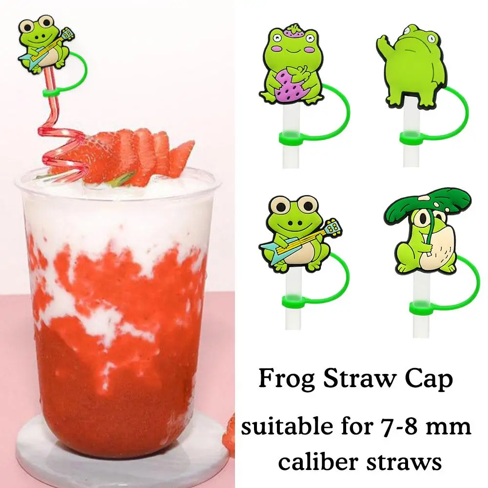 Pvc Straw Toppers Cute Frogs Lovely Straw Dust Cap Toppers Splash Straw Drinking Proof Cover Drinking Decor Tips Straw E0w2