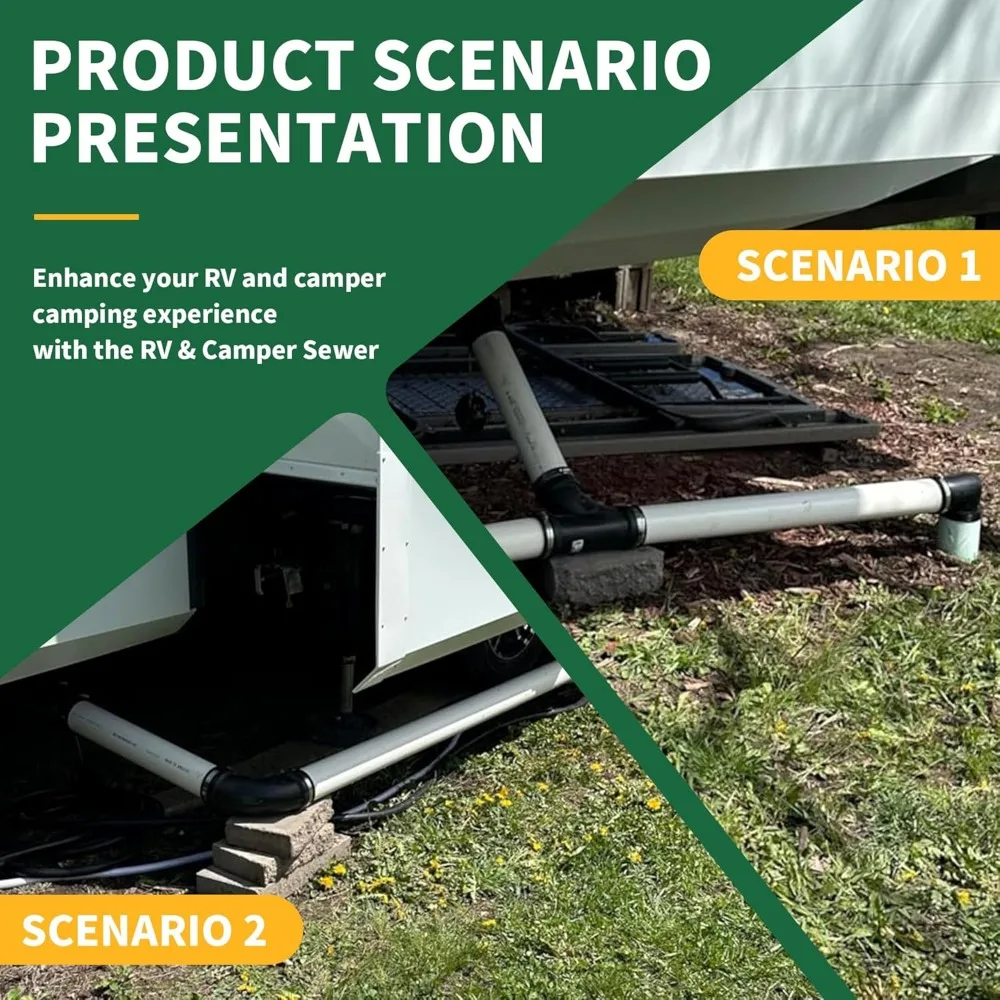 طقم توصيل نفايات الصرف الصحي RV مع محول اقتران مناسب للانزلاق لتركيبات خرطوم الأنابيب البلاستيكية مقاس 3 بوصة #2