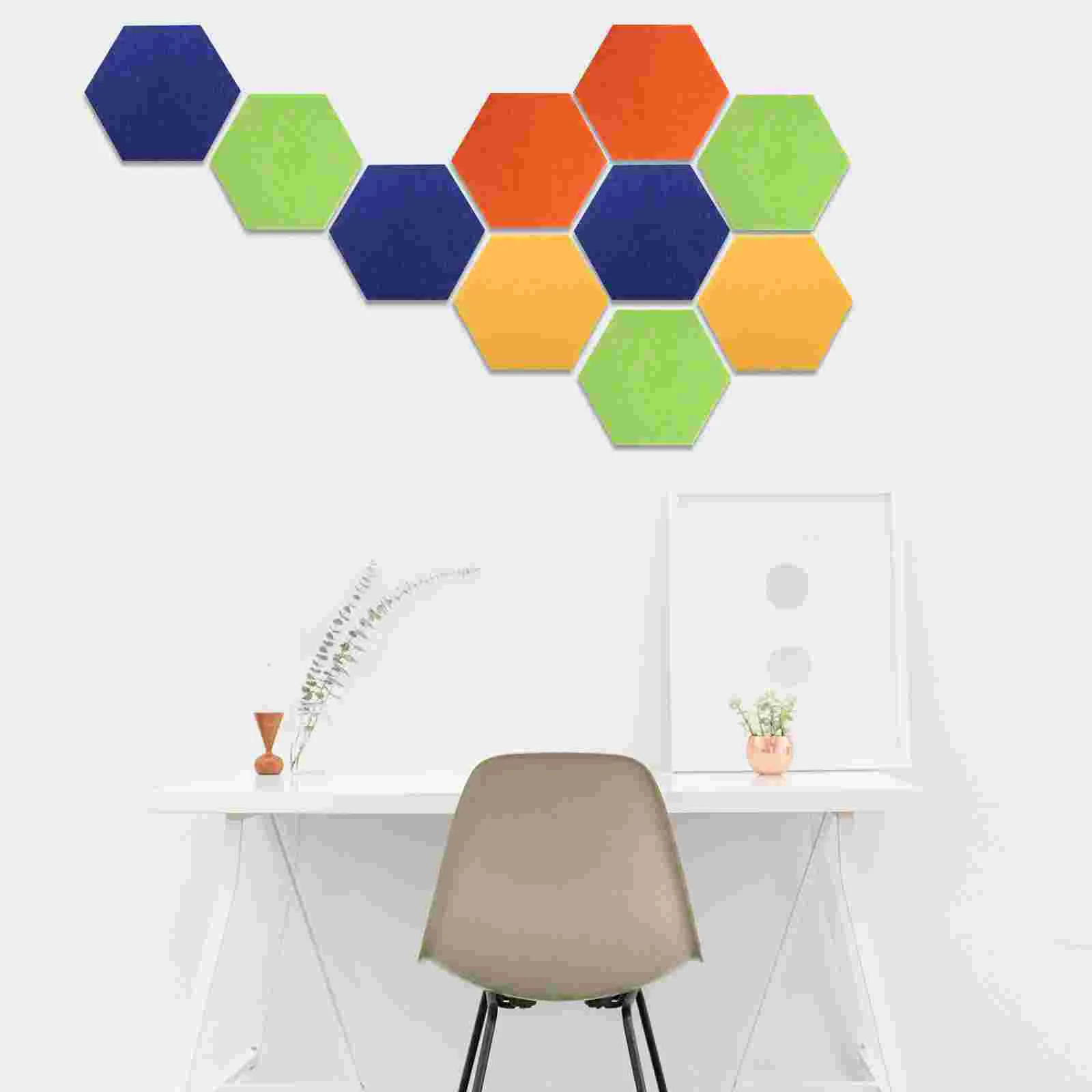 4 Pcs Hexagon Message Board Felt Panel Display Decorate Photo Wall Sticker Home Notice
