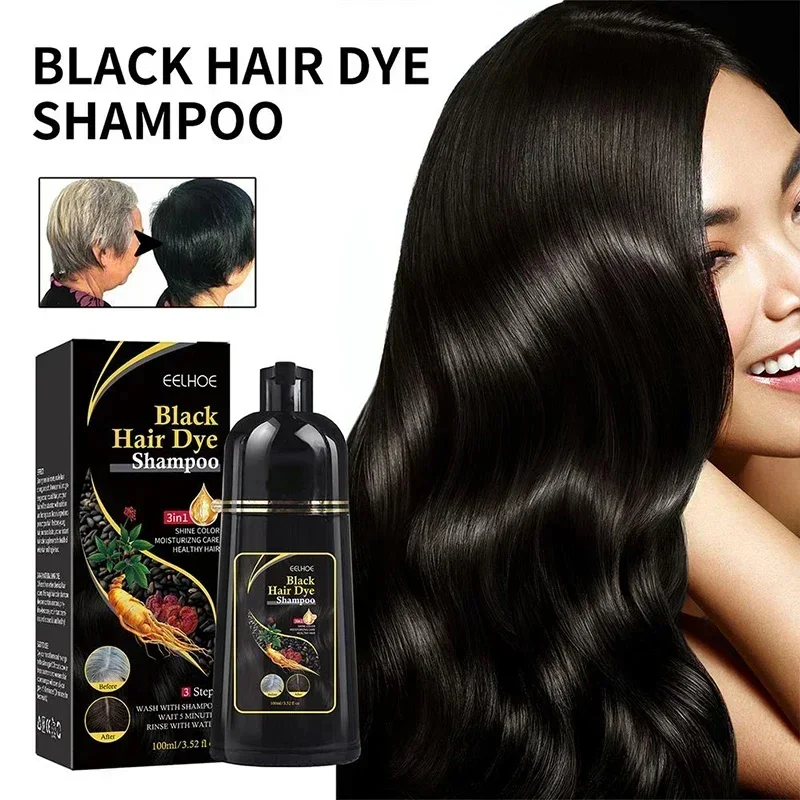 Shampoo colorante per capelli a base di erbe naturale da 100ml, 3 in 1 per capelli Color grano, marrone scuro, nero, grigio. Lavaggio universale per