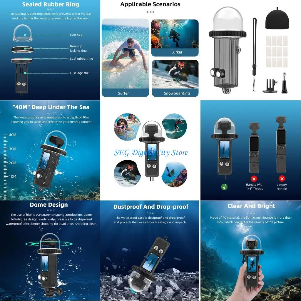 

U75B Waterproof Case Housing for Pocket 3 Action Devices Dive into Adventure