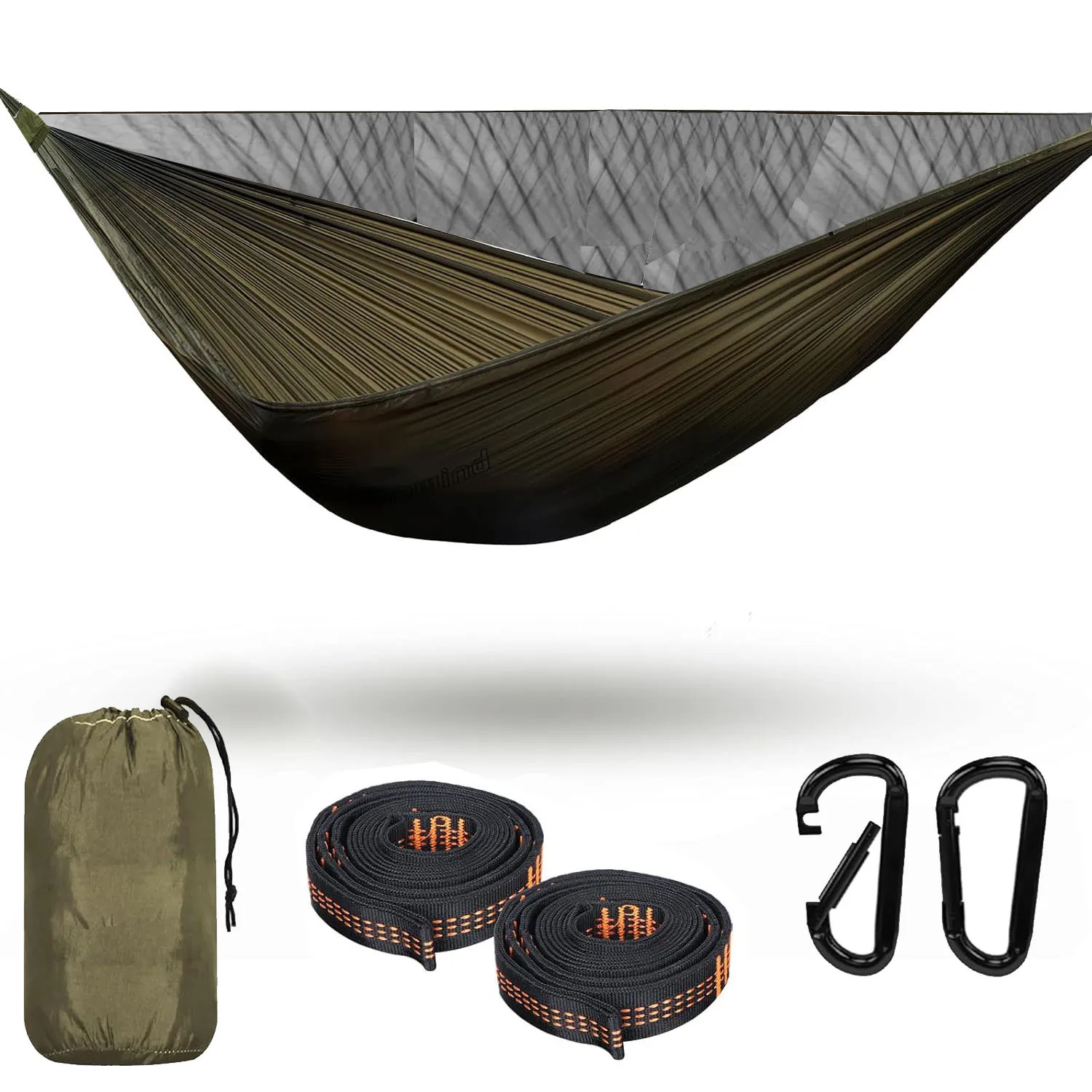 Hamaca ligera para acampar hecha de nailon paracaídas 210T, mosquitera para dormir, hamacas dos en uno mejoradas