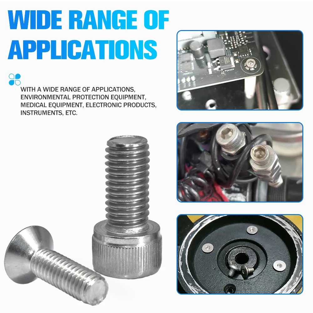 M2 M2.5 M3 M4 M5 M6 M8 304 Stainless Steel Hex Socket Screw DIN912 Hexagon Allen Bolt Metal Machine Screws DIN7991 A2 Screws