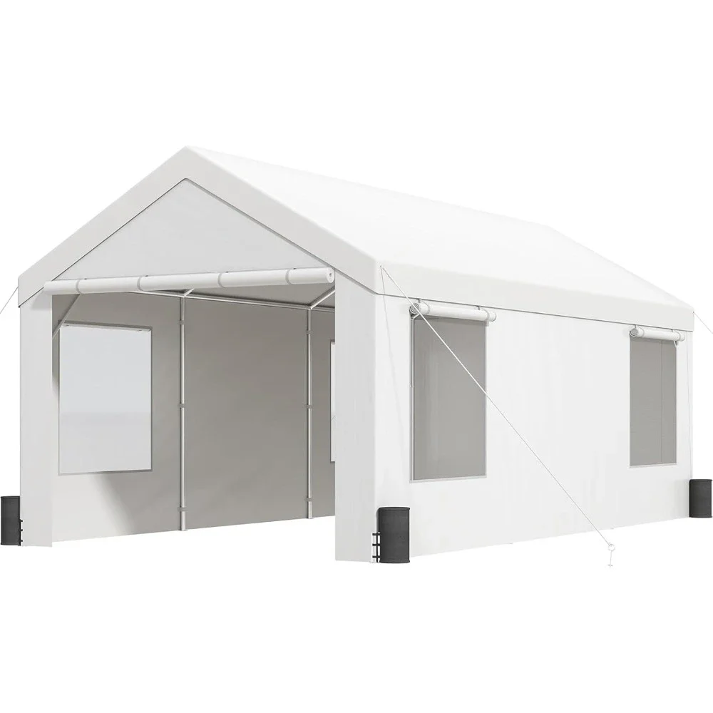 

Carport 10x20ft, Car Canopy Portable Garage, Heavy Duty Car Port with Roll-up Ventilated Windows & Removable Sidewalls