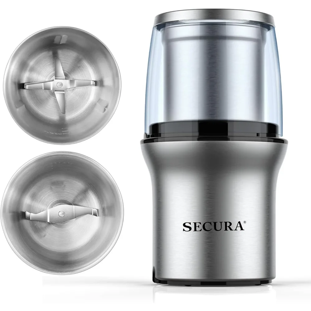 

Electric Coffee and Spice Grinder with 2 Removable Bowls, Stainless Steel Blades
