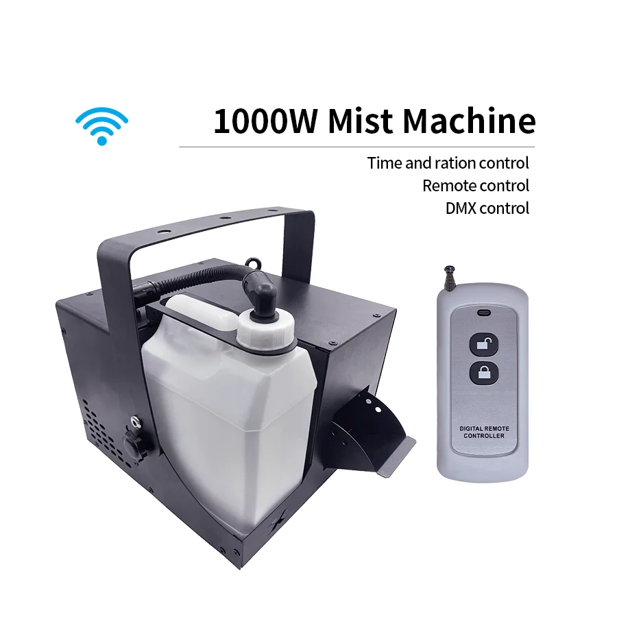 Haze Machine Continu werkende 1000W rookmachine met draadloze afstandsbediening, timer en DMX, verbetert de lichtshow, perfect voor DJ clubs, etc. - afbeelding 2