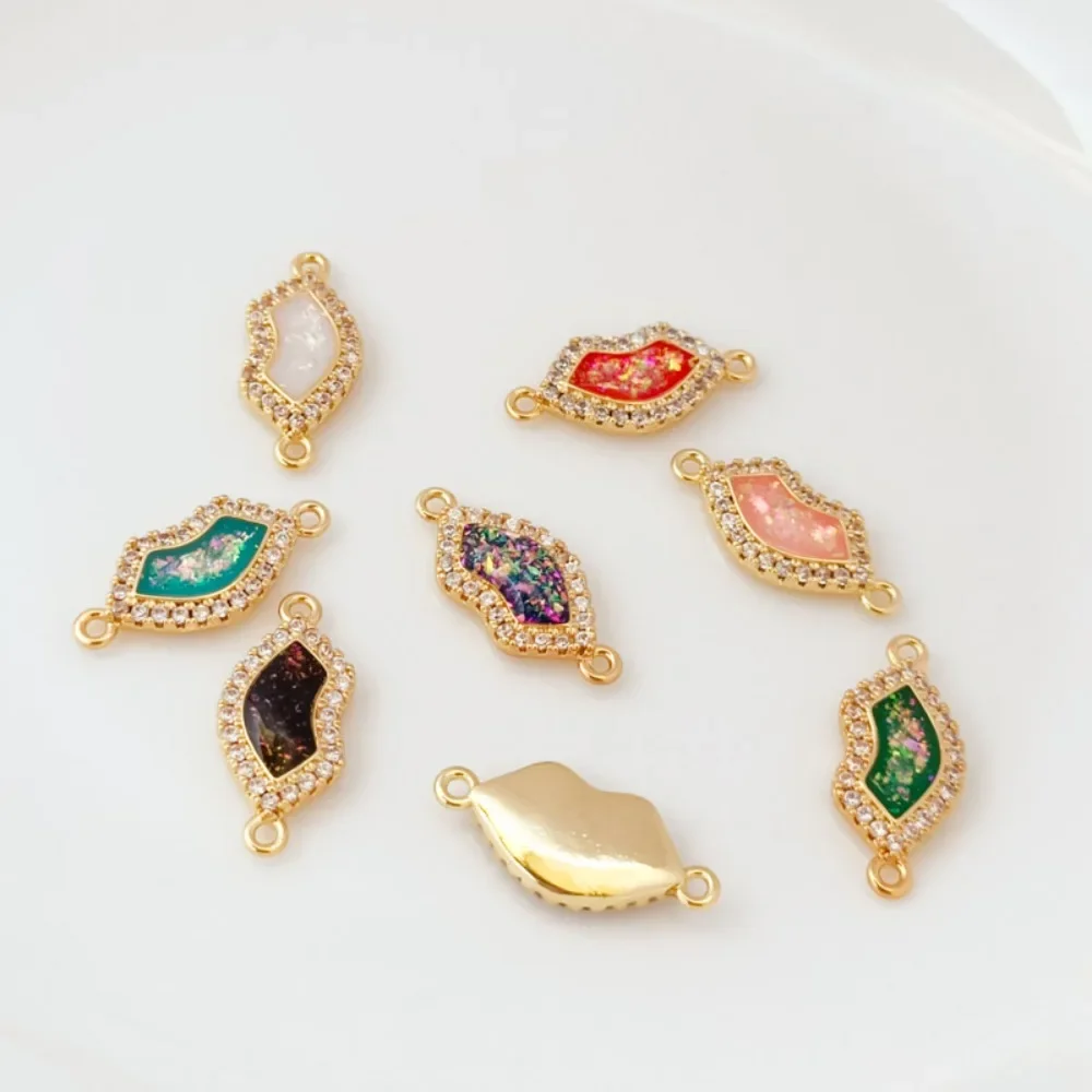 

Accessory 14K Zircon Opal Pink Fan-shaped Double Pendant Bracelet Pendant, DIY Handmade Necklace