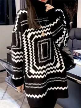 High Necked Knitted Sweater 2024 Winter New Temperament Elegant Versatile Warmth Long Sleeved Sweater for Women Commuting WLF777 4
