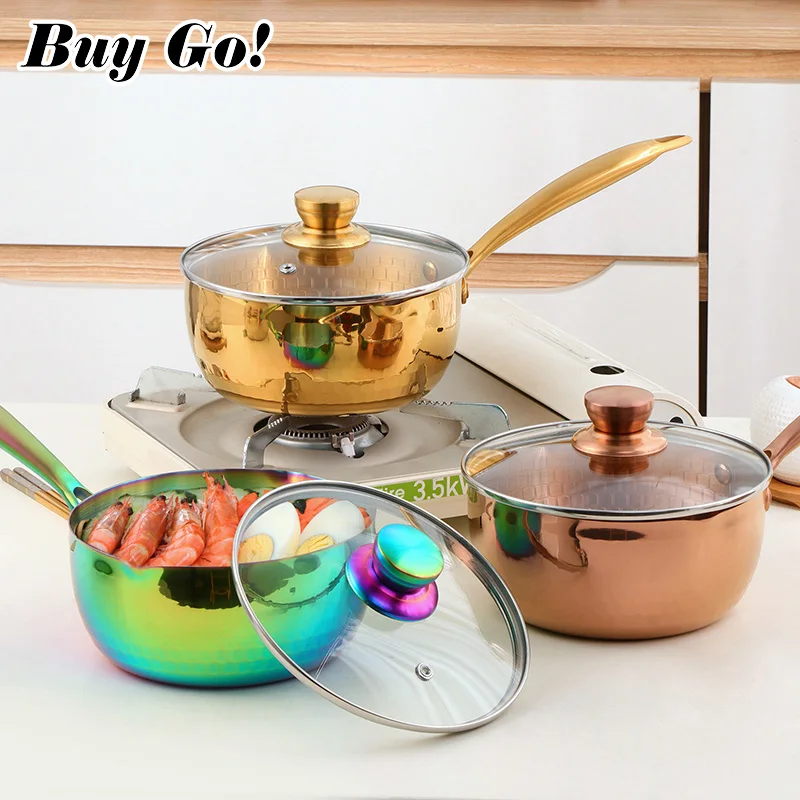 Japanese Style Stainless Steel Snow Pan Saucepan Milk Pot Uncoated Household Food Pot Noodles Non Stick Soup Pot Cookware