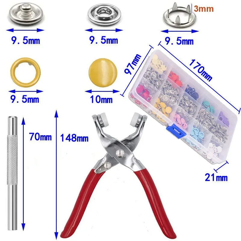 100 Sets Snap Pliers Automatic Grommet Eyelet Pliers Five-Claw Snap Button Plier for Installing Clothes Bag Sewing and DIY Craft - view 2