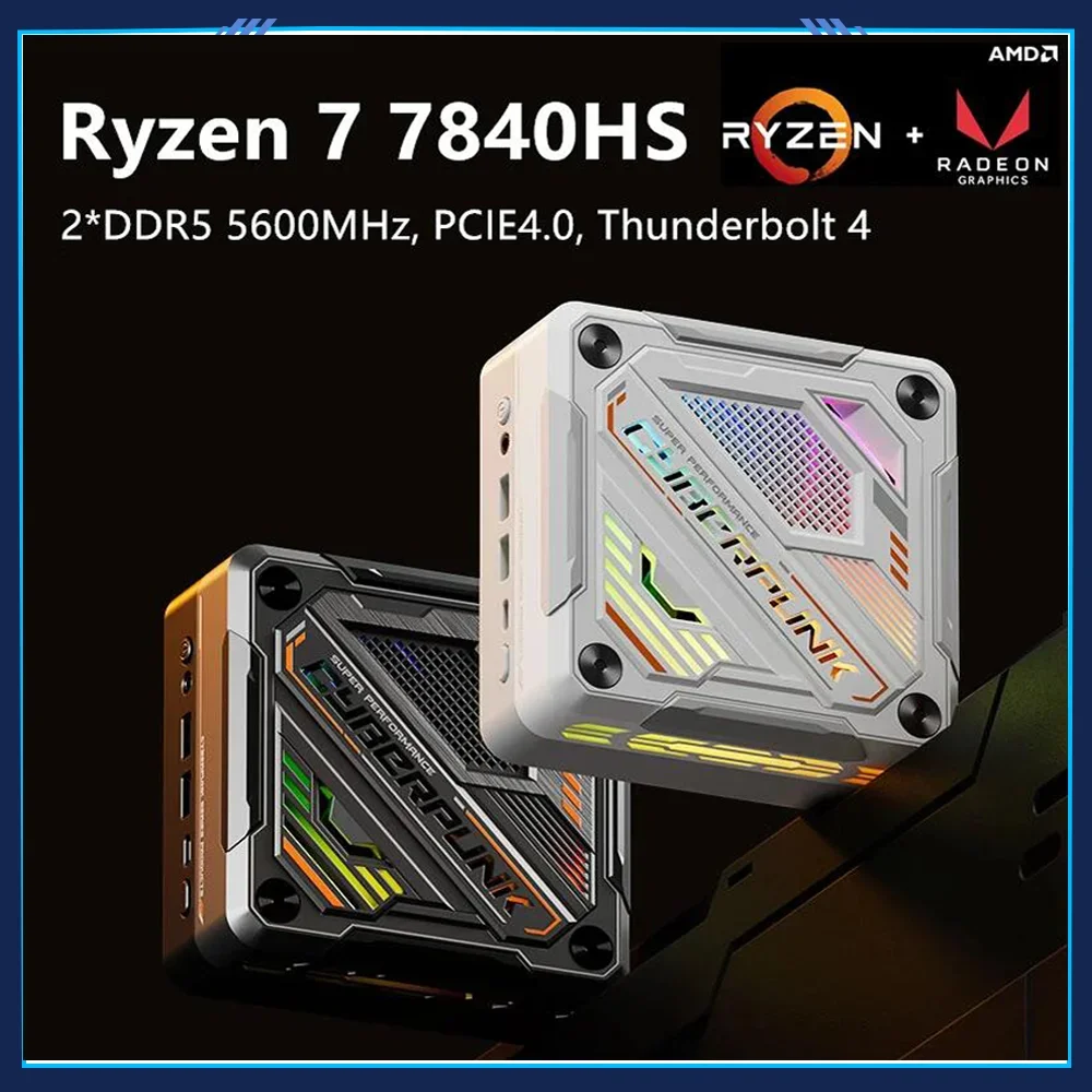 Игровой пк AMD Ryzen 7 8845HS 7840HS Cyberpunk, мини ПК с искусственным интеллектом, RGB стандарта DDR5 2,5G LAN USB4.0, настольный мини-компьютер 8K NUC WiFi6