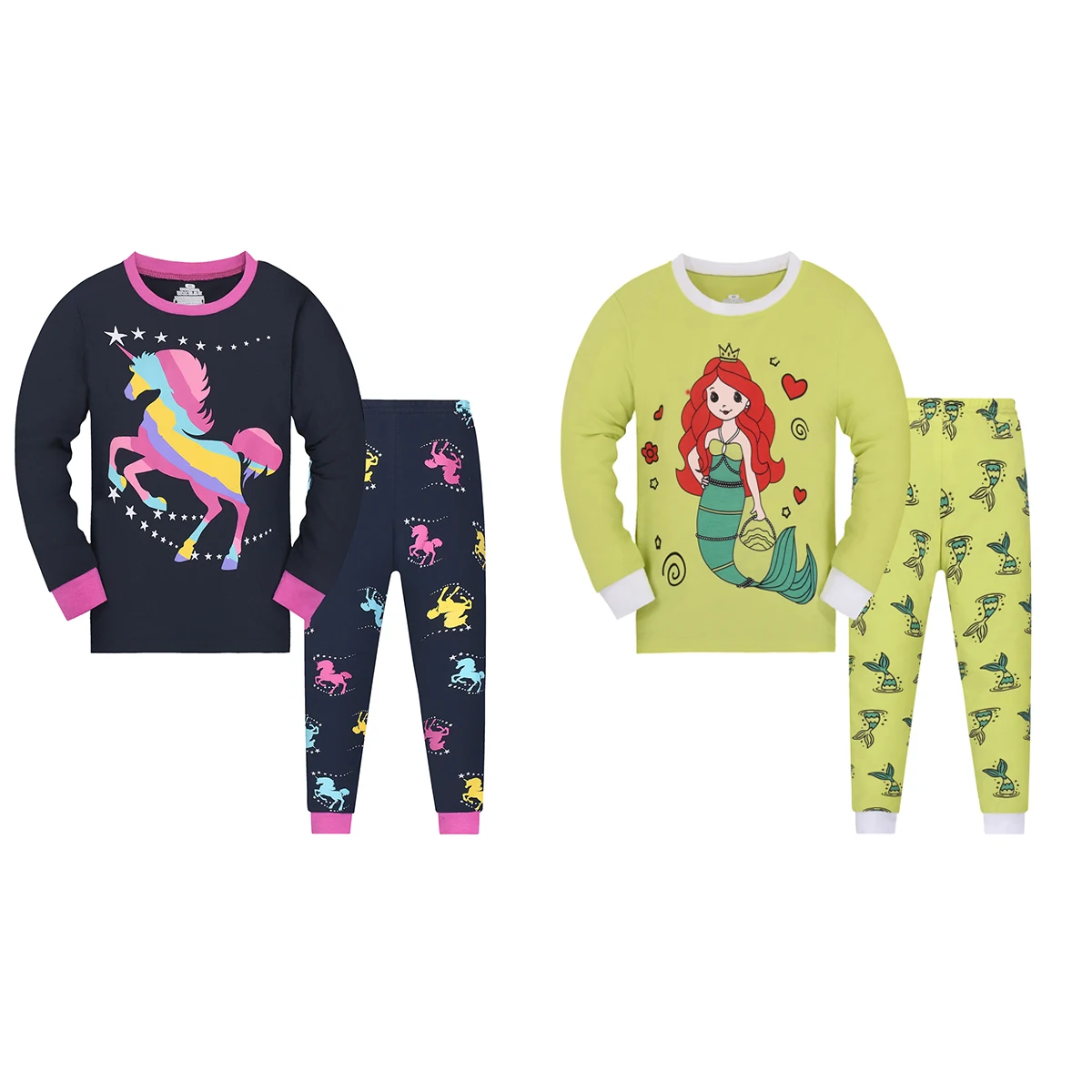 Toddler Pajamas for Girls 4-Piece PJs Cotton Pyjama Sets Sleepwear 2-9 Years