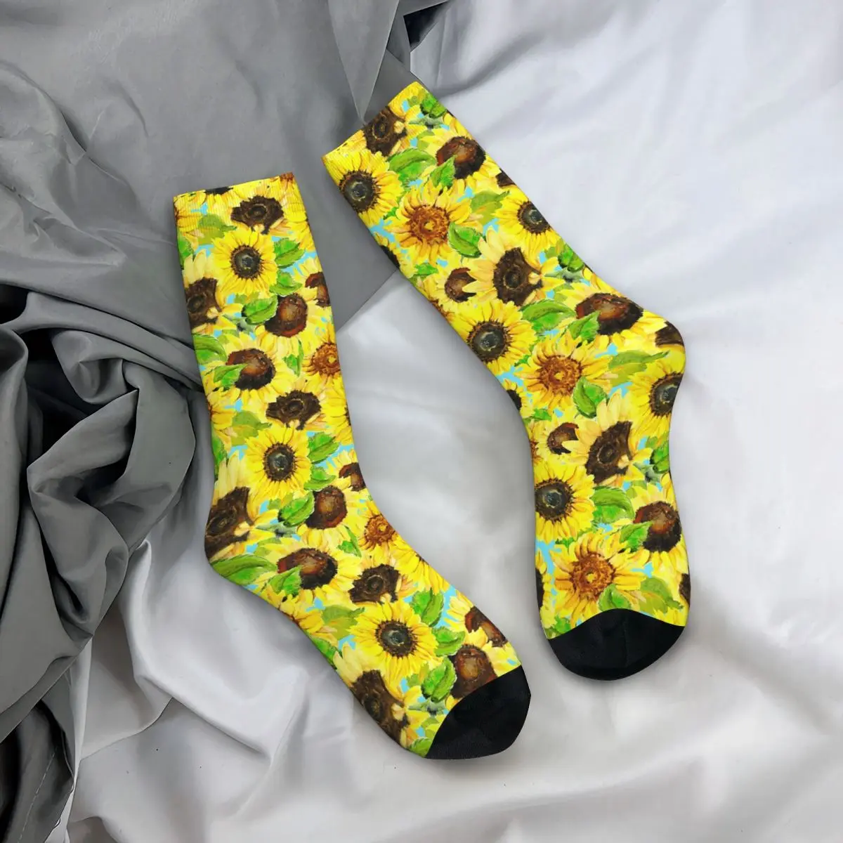 

Носки на все сезоны с узором подсолнухов, летние, повседневные, длинные, для мужчин и женщин, подарки на День святого Валентина